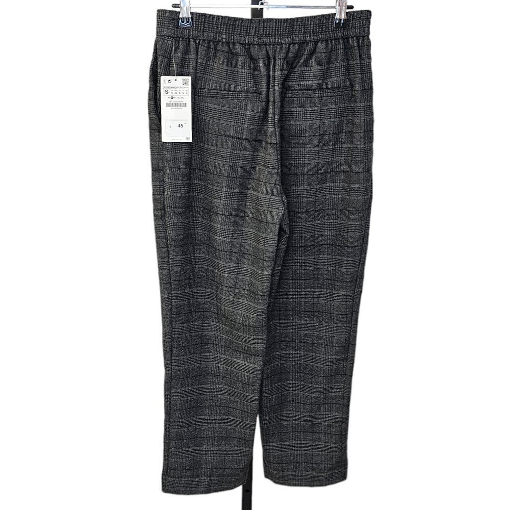 Zara Womens Check Plaid Soft  Straight Leg Pull On Pants Size Small NWT - Picture 3 of 8